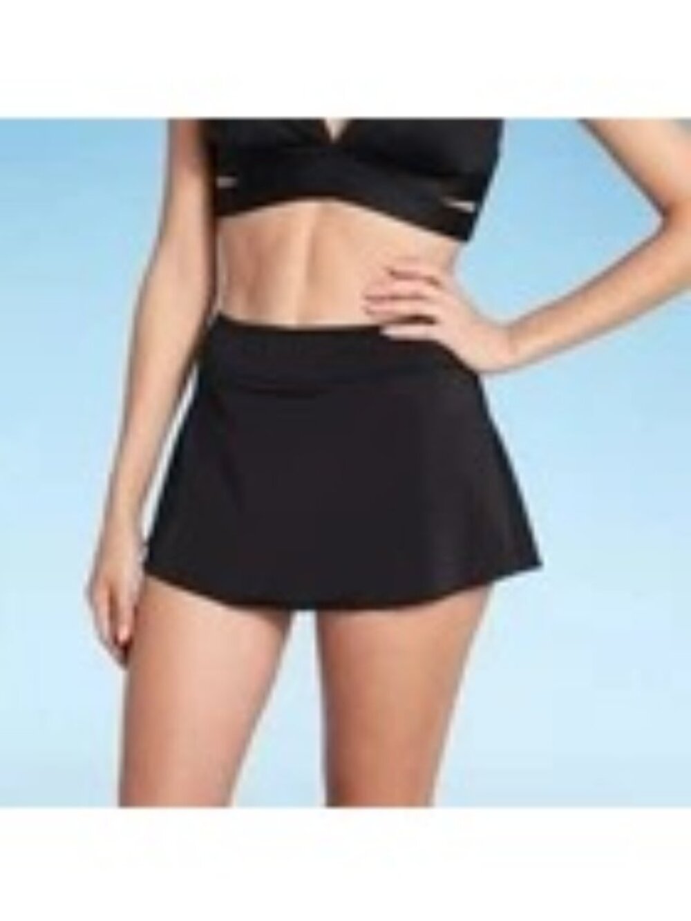 Shade & Shore Black Swim Skirt With Built-In Briefs L 12-14